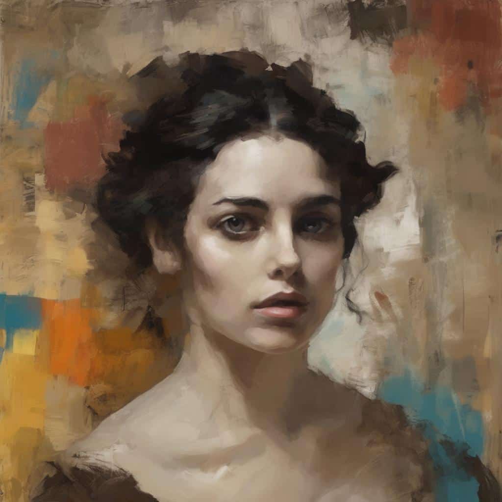 Ουαλός πίνακας πορτρέτου με μεταφυσική και καλλιτεχνική αναζήτηση, έμπνευση από τέχνη και πνευματικότητα.